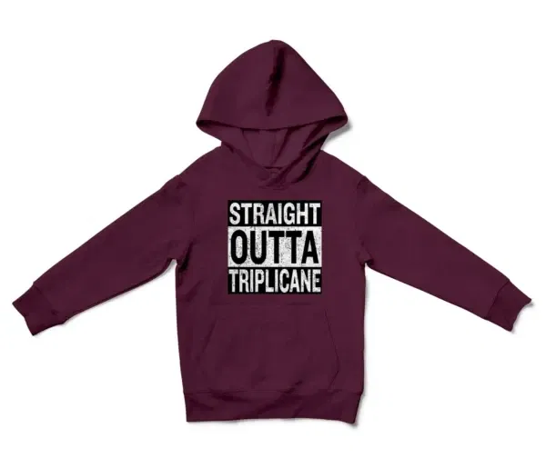 Straight Outta Triplicane Unisex Youth Hoodie in Maroon Color