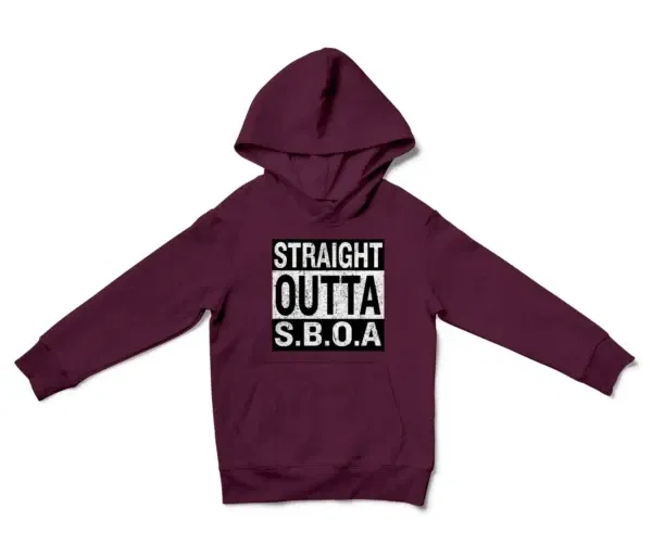 Straight Outta Sboa Unisex Youth Hoodie in Maroon Color