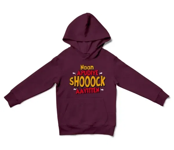 Naan Apudiye Shoooock Aayitten Unisex Youth Hoodie in Maroon Color