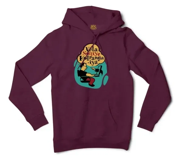 Vela Soliye Kolrangaiya Men/Unisex Hoodie in Maroon Color