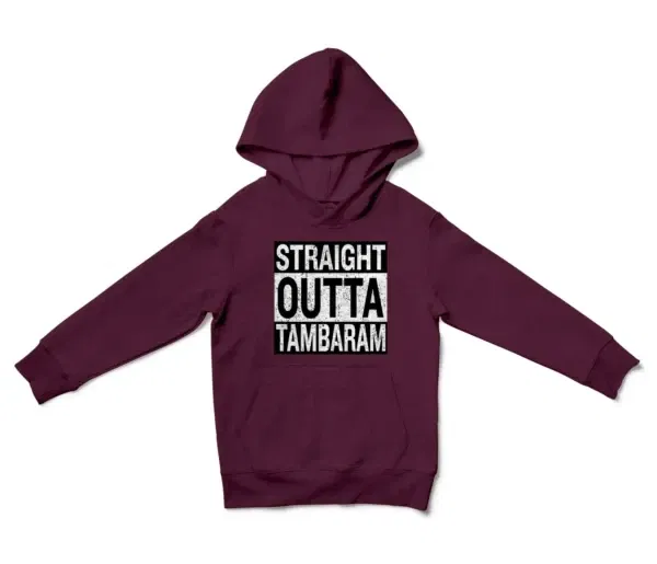 Straight Outta Tambaram Unisex Youth Hoodie in Maroon Color