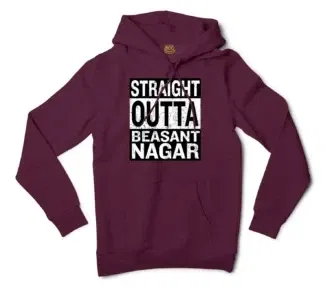 Straight Outta Beasant Nagar Men/Unisex Hoodie in Maroon Color