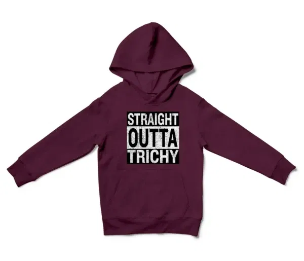 Straight Outta Trichy Unisex Youth Hoodie in Maroon Color