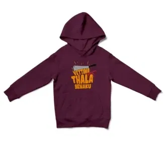 Vettina Thala Yenaku Unisex Youth Hoodie in Maroon Color