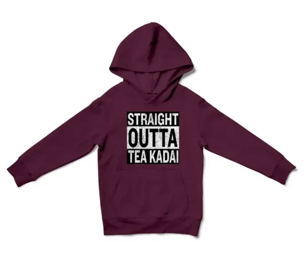 Straight Outta Tea Kadai Unisex Youth Hoodie in Maroon Color