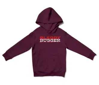 Bleddy Bugger Unisex Youth Hoodie in Maroon Color