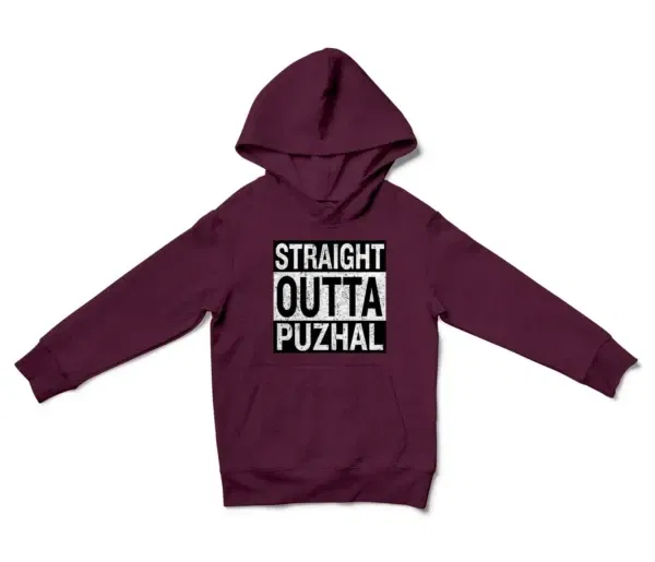 Straight Outta Puzhal Unisex Youth Hoodie in Maroon Color