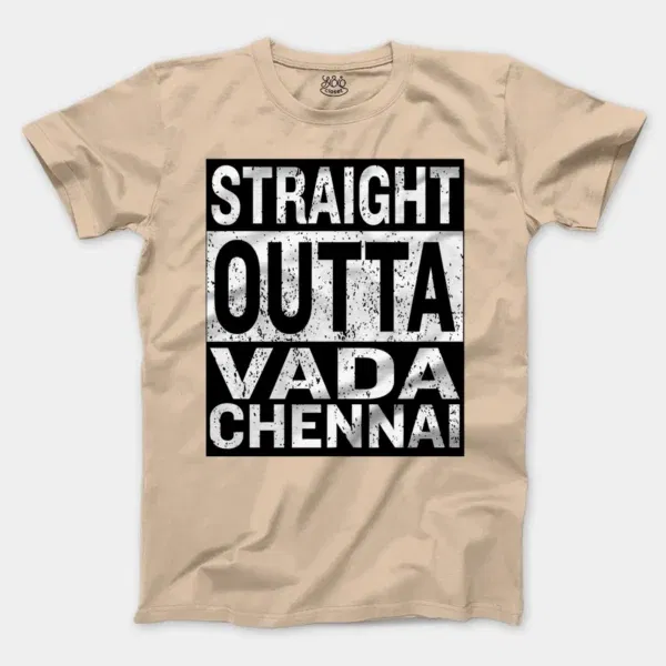 Straight Outta Vada Chennai Men/Unisex T-Shirt in Natural Color