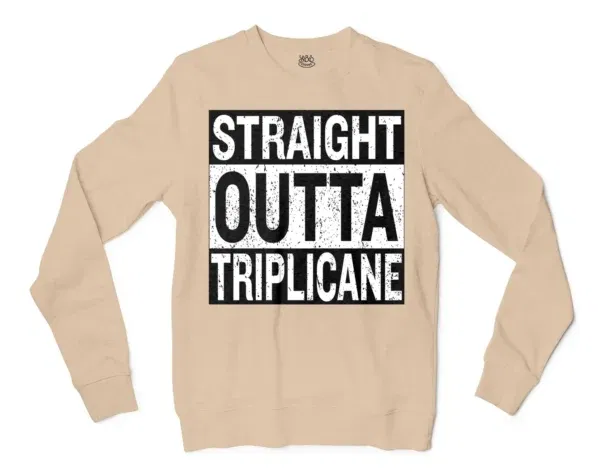 Straight Outta Triplicane Men/Unisex Long Sleeve T-Shirt in Natural Color