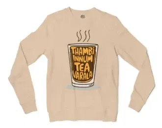 Thambi Innum Tea Varala Men/Unisex Long Sleeve T-Shirt in Natural Color