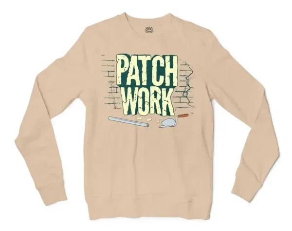 Patch Work Men/Unisex Long Sleeve T-Shirt in Natural Color