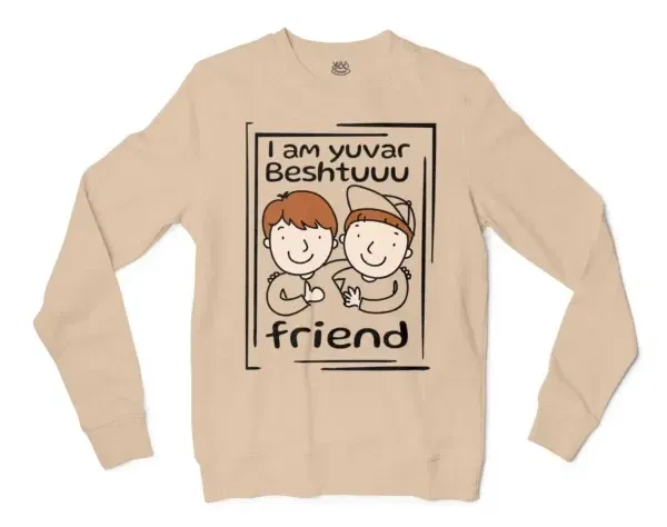 Iam Yuvar Best Friend Men/Unisex Long Sleeve T-Shirt in Natural Color