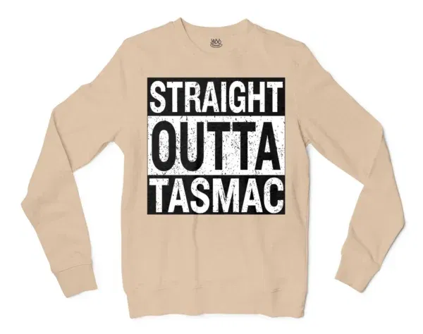 Straight Outta Tasmac Men/Unisex Long Sleeve T-Shirt in Natural Color