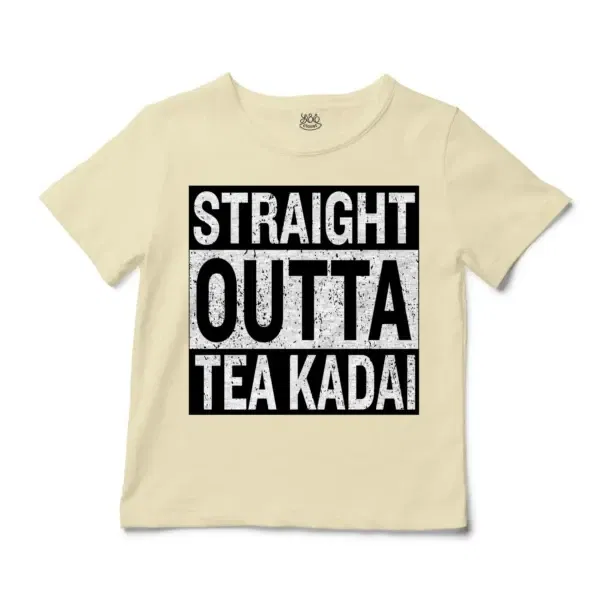 Straight Outta Tea Kadai Unisex Toddler T-Shirt in Natural Color