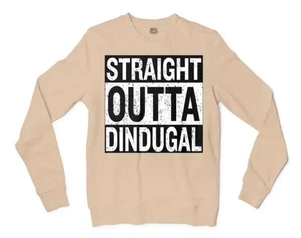 Straight Outta Dindugal Men/Unisex Long Sleeve T-Shirt in Natural Color