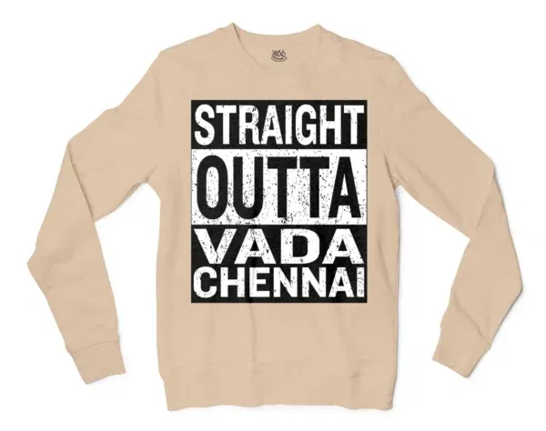 Straight Outta Vada Chennai Men/Unisex Long Sleeve T-Shirt in Natural Color