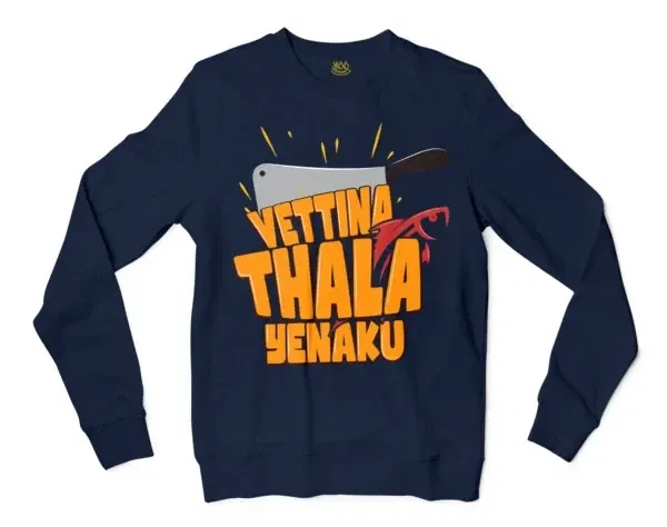 Vettina Thala Yenaku Men/Unisex Long Sleeve T-Shirt in Navy Color