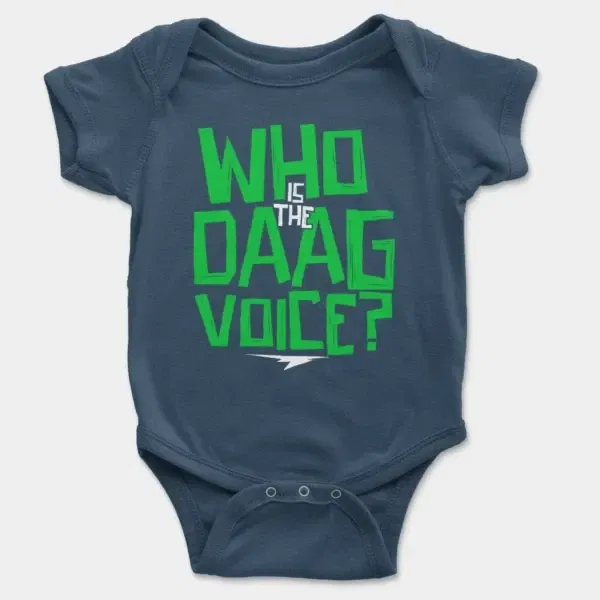 Who Is The Daag Voice Short Sleeve Baby Onesie in Navy Color