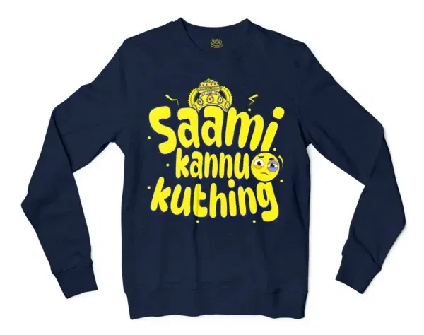 Saami Kannu Kuthing Men/Unisex Long Sleeve Sweatshirt in Navy Color