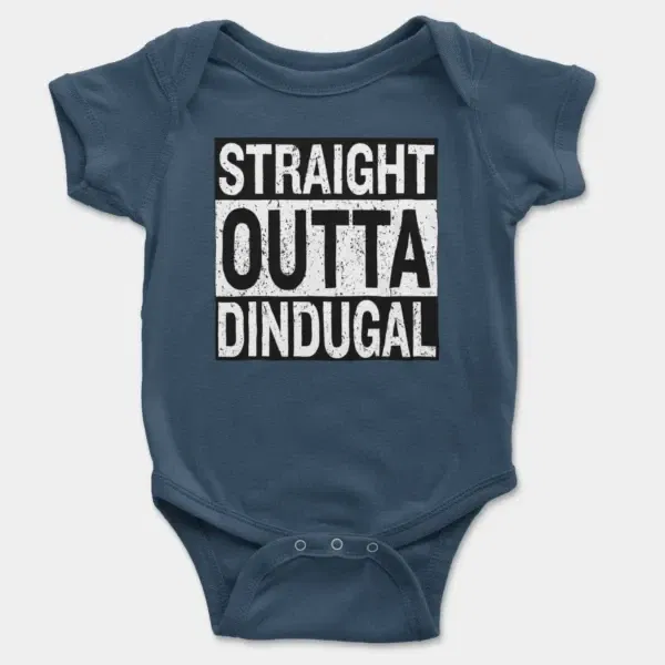 Straight Outta Dindugal Short Sleeve Baby Onesie in Navy Color