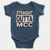 Straight Outta Mcc Short Sleeve Baby Onesie in Navy Color