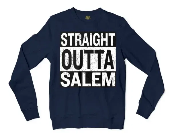 Straight Outta Salem Men/Unisex Long Sleeve Sweatshirt in Navy Color