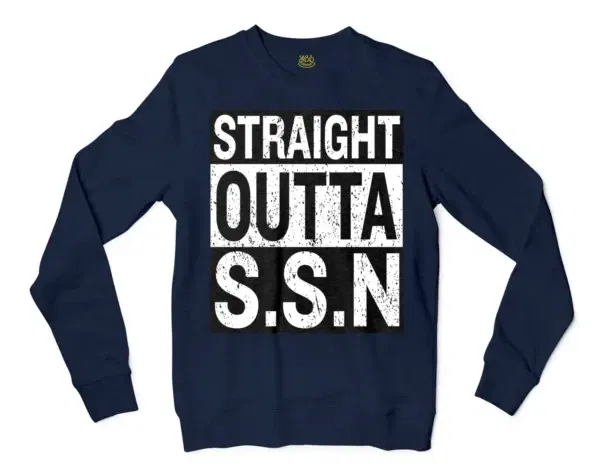 Straight Outta Ssn University Men/Unisex Long Sleeve Sweatshirt in Navy Color