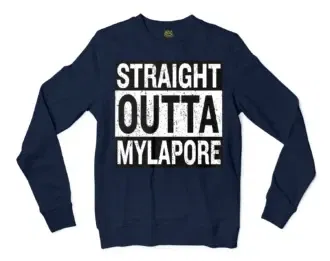 Straight Outta Mylapore Men/Unisex Long Sleeve Sweatshirt in Navy Color