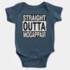 Straight Outta Mogappair Short Sleeve Baby Onesie in Navy Color