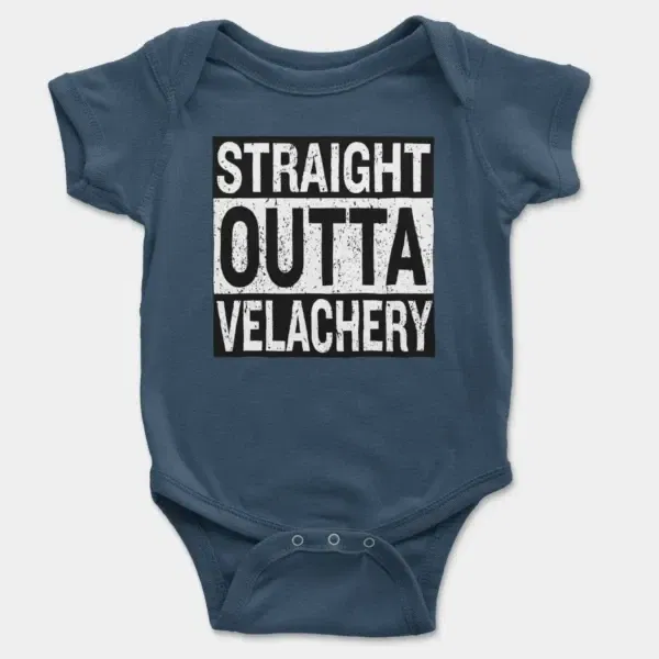 Straight Outta Velachery Short Sleeve Baby Onesie in Navy Color