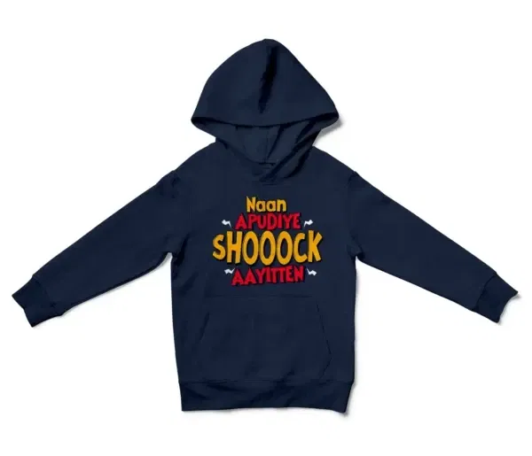 Naan Apudiye Shoooock Aayitten Unisex Youth Hoodie in Navy Color