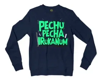 Pechu Pecha Irrukanum Men/Unisex Long Sleeve T-Shirt in Navy Color