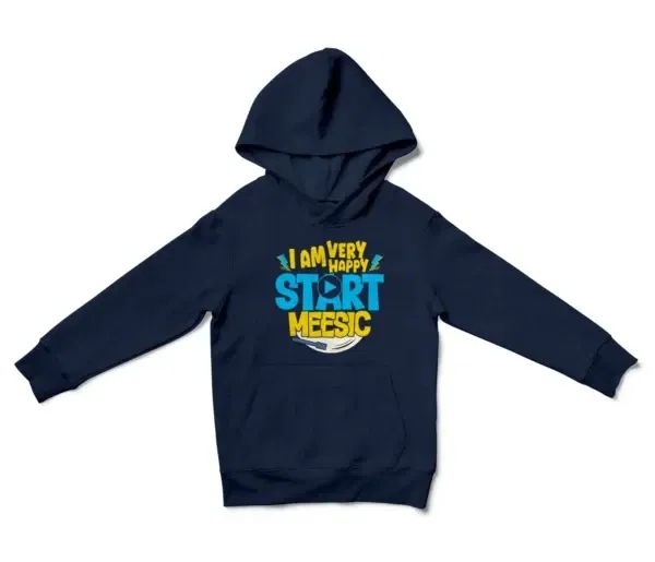 I Am Very Happy… Start Meesic Unisex Youth Hoodie in Navy Color