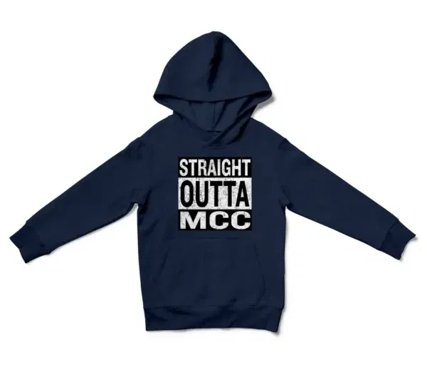 Straight Outta Mcc Unisex Youth Hoodie in Navy Color