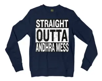 Straight Outta Andhra Mess Men/Unisex Long Sleeve Sweatshirt in Navy Color