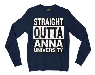 Straight Outta Anna University Men/Unisex Long Sleeve T-Shirt in Navy Color