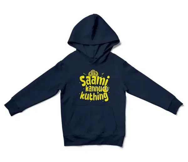 Saami Kannu Kuthing Unisex Youth Hoodie in Navy Color