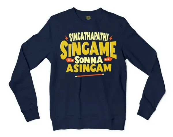 Singathapathi Singame Sunna Asingam Men/Unisex Long Sleeve Sweatshirt in Navy Color