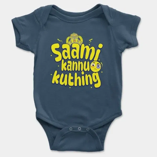 Saami Kannu Kuthing Short Sleeve Baby Onesie in Navy Color