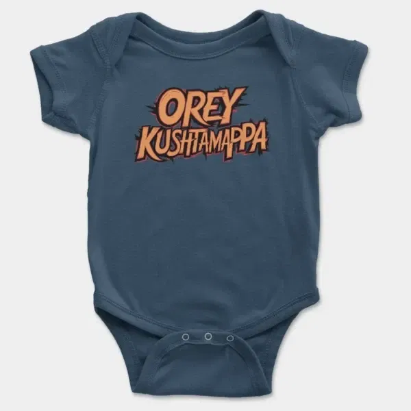 Ore Kushtamappa Short Sleeve Baby Onesie in Navy Color