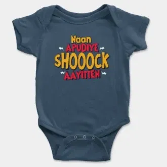 Naan Apudiye Shoooock Aayitten Short Sleeve Baby Onesie in Navy Color