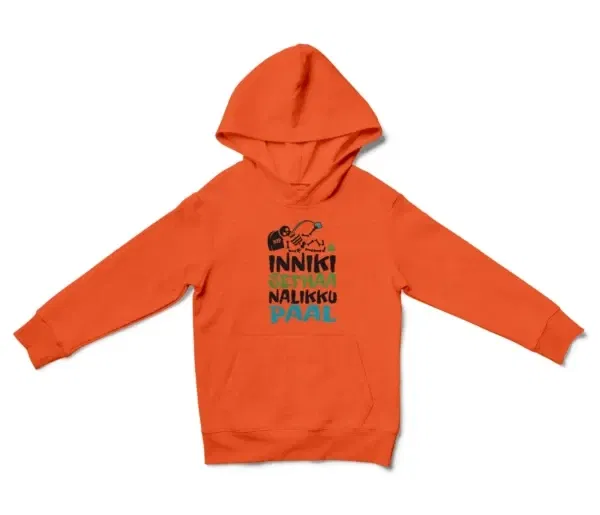 Inniki Setha Nalaiku Paal Unisex Youth Hoodie in Orange Color