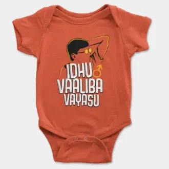 Idhu Vaaliba Vayasu Short Sleeve Baby Onesie in Orange Color