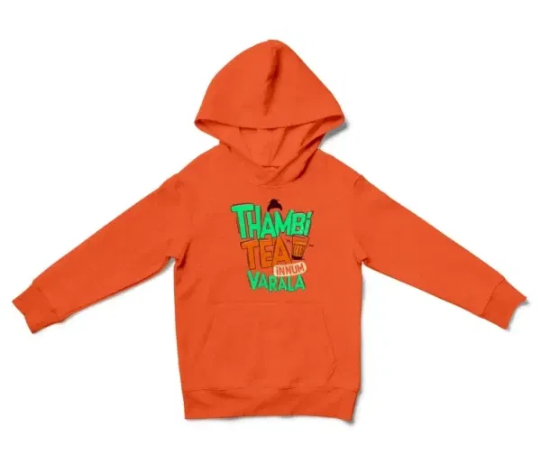 Thambi Tea Innum Varala Unisex Youth Hoodie in Orange Color