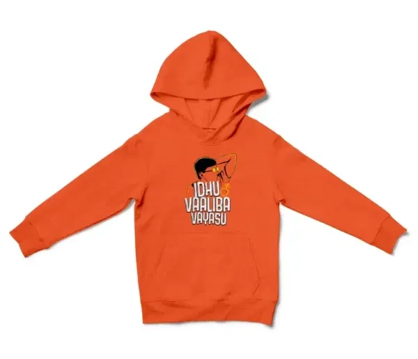 Idhu Vaaliba Vayasu Unisex Youth Hoodie in Orange Color