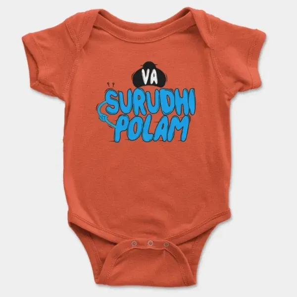 Va Surudhi Polam Short Sleeve Baby Onesie in Orange Color