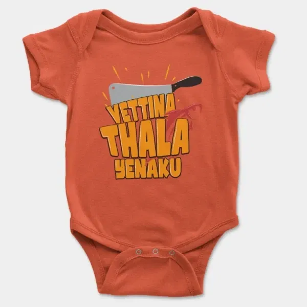 Vettina Thala Yenaku Short Sleeve Baby Onesie in Orange Color