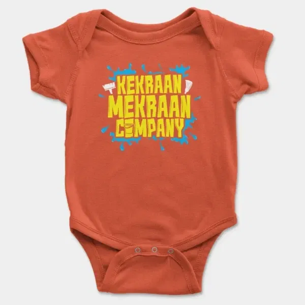 Kekraan Mekraan Company Short Sleeve Baby Onesie in Orange Color