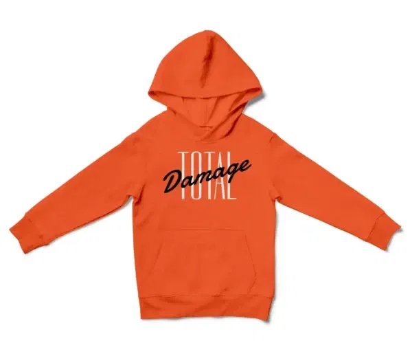 Total Damage Unisex Youth Hoodie in Orange Color