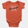 Total Damage Short Sleeve Baby Onesie in Orange Color